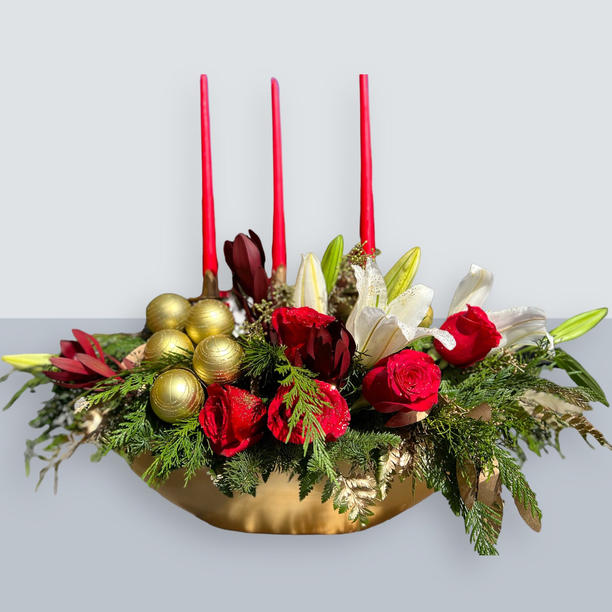 Luxury Christmas Table Arrangement – MERCY'S FLOWERS, Miami FL