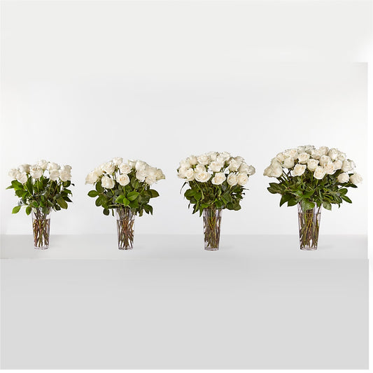 Long Stem White Rose Bouquet – MERCY'S FLOWERS, Miami FL
