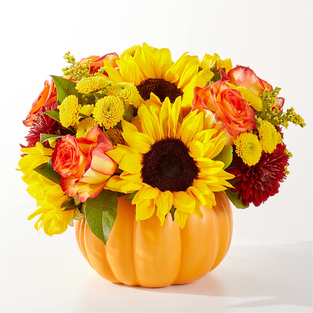 Golden Gourd Pumpkin Bouquet – MERCY'S FLOWERS, Miami FL