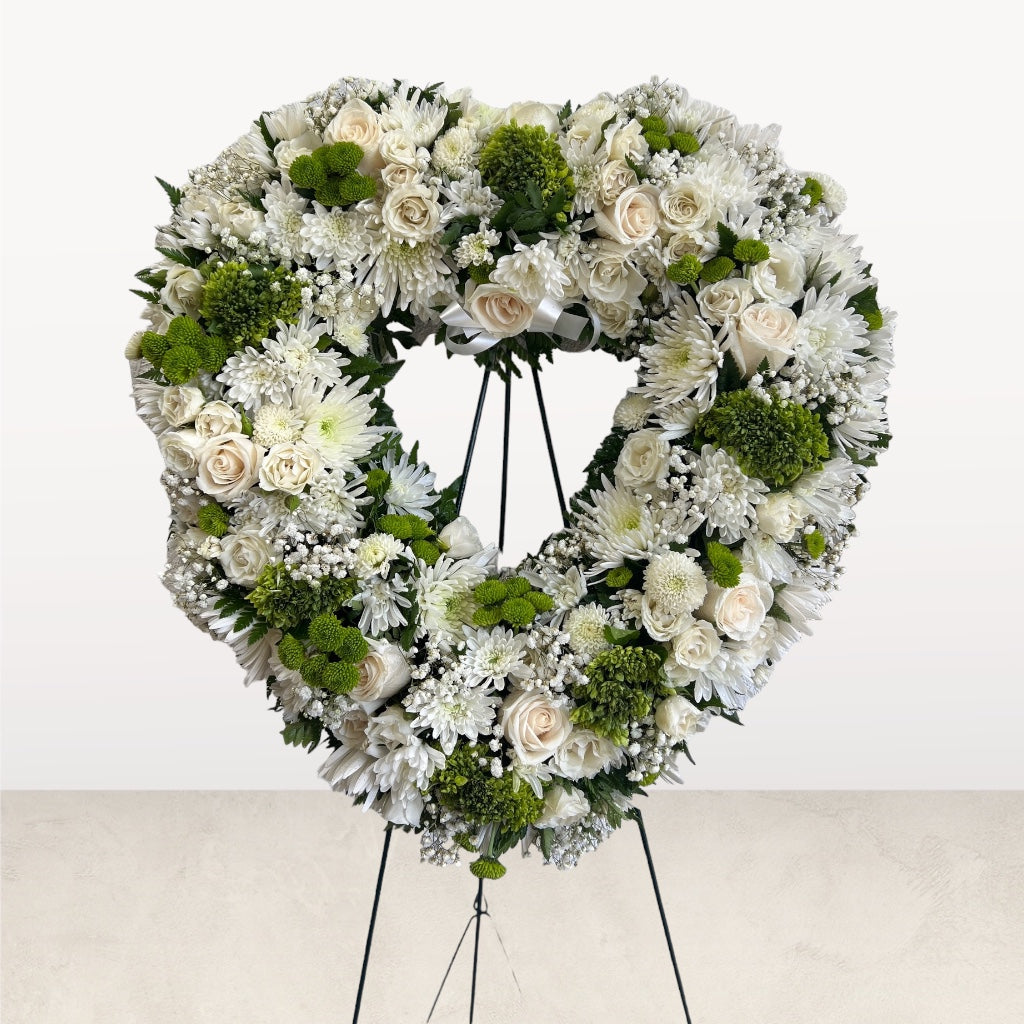 Eternal White Heart – MERCY'S FLOWERS, Miami FL