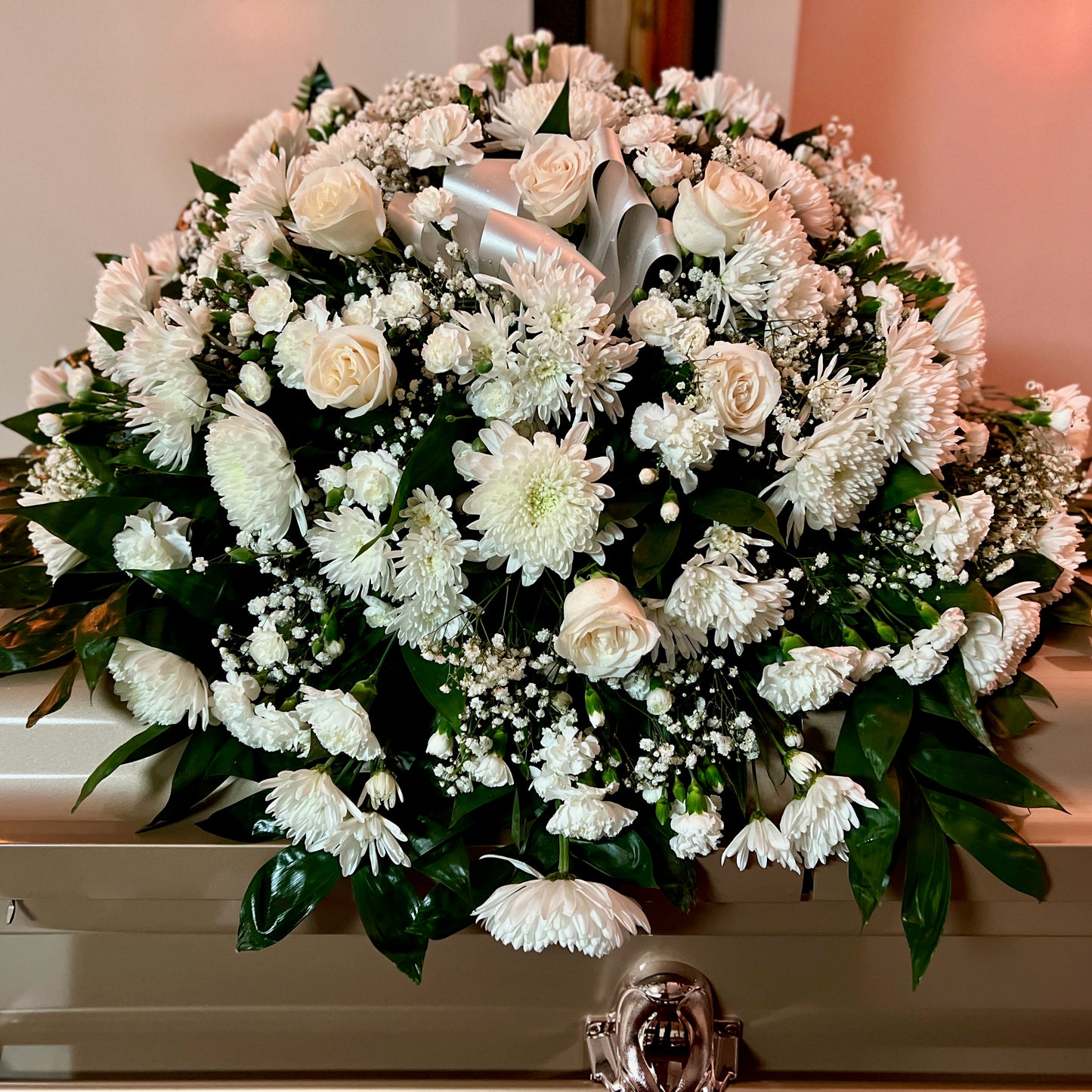 White Casket Spray