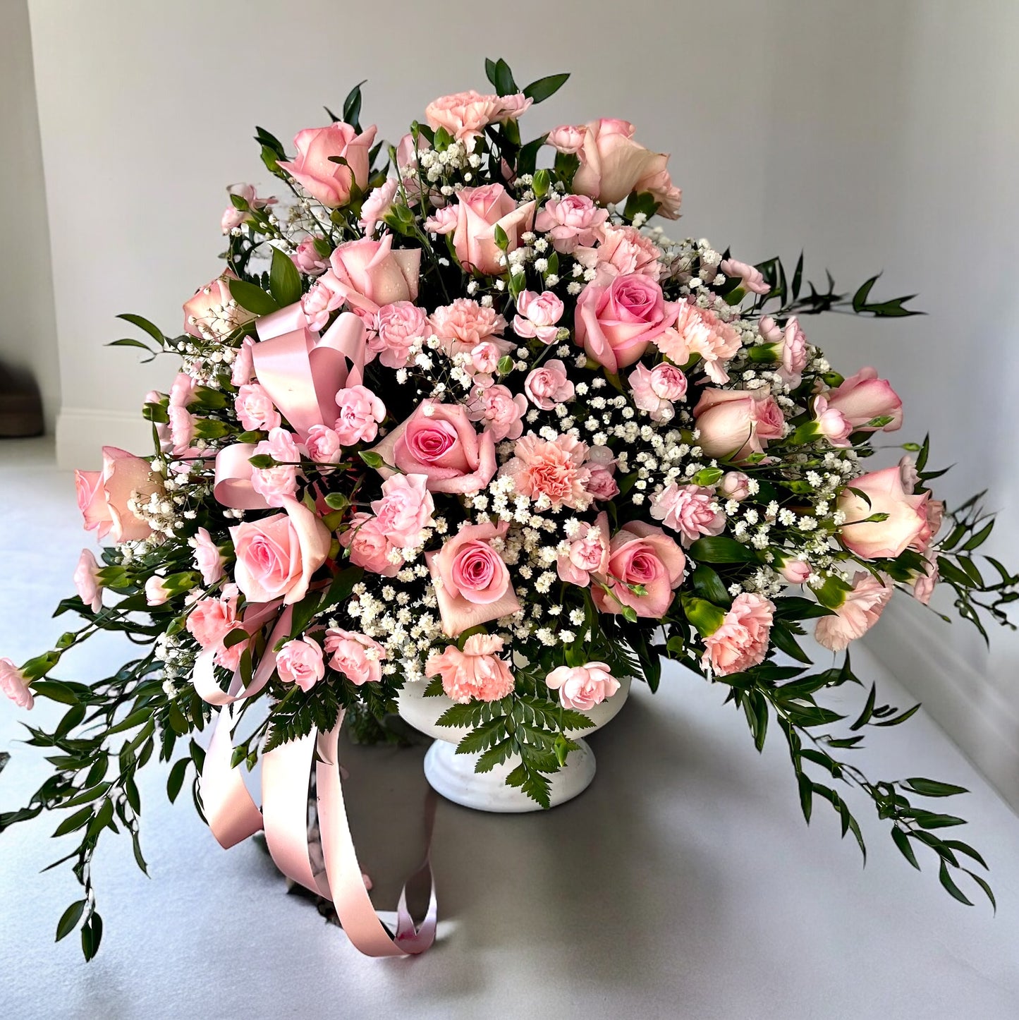 Pink Honoring Arrangement – MERCY'S FLOWERS, Miami FL