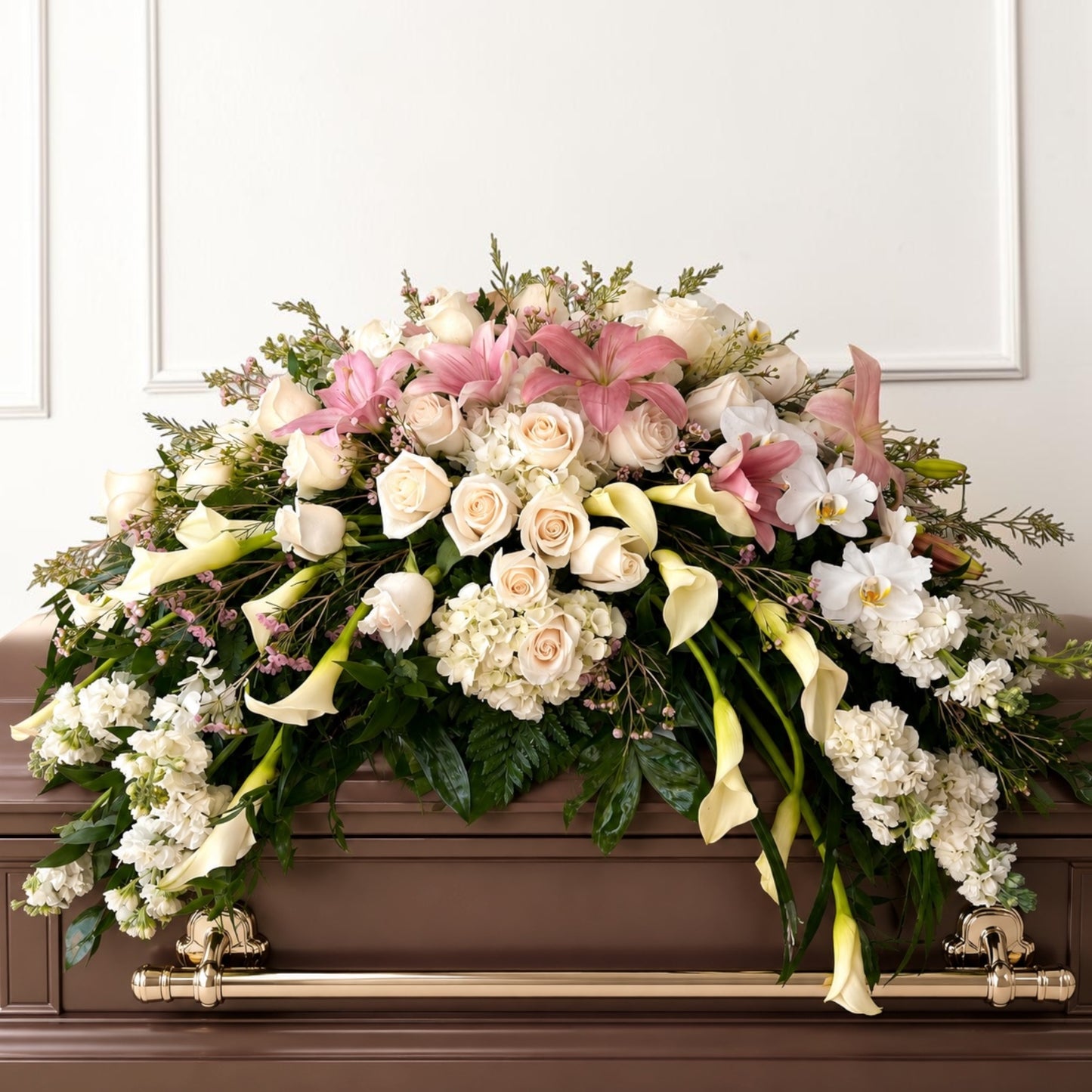 Pastel Unique Casket Spray – MERCY'S FLOWERS, Miami FL