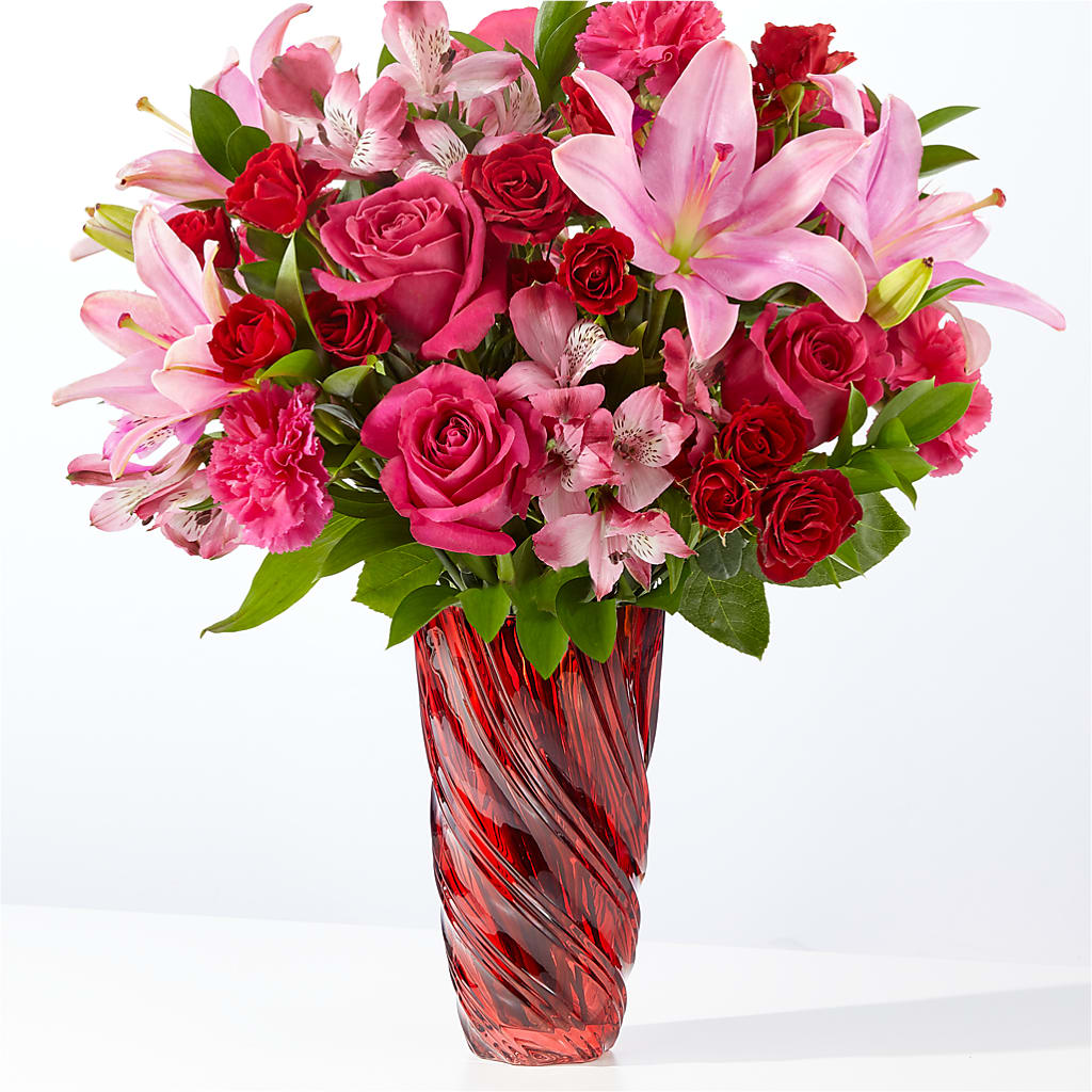 In Love Bouquet with Luxe Swirl Vase – MERCY'S FLOWERS, Miami FL