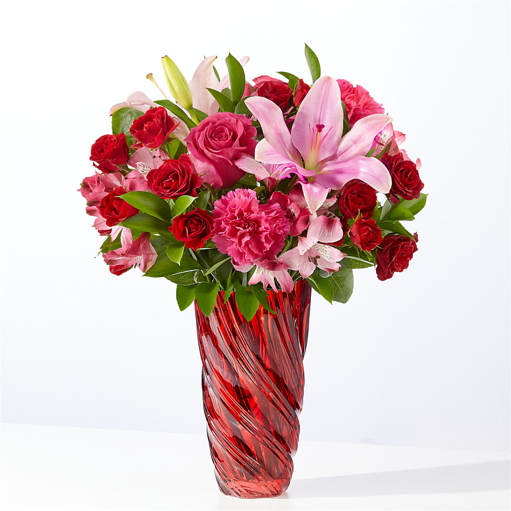 In Love Bouquet with Luxe Swirl Vase – MERCY'S FLOWERS, Miami FL