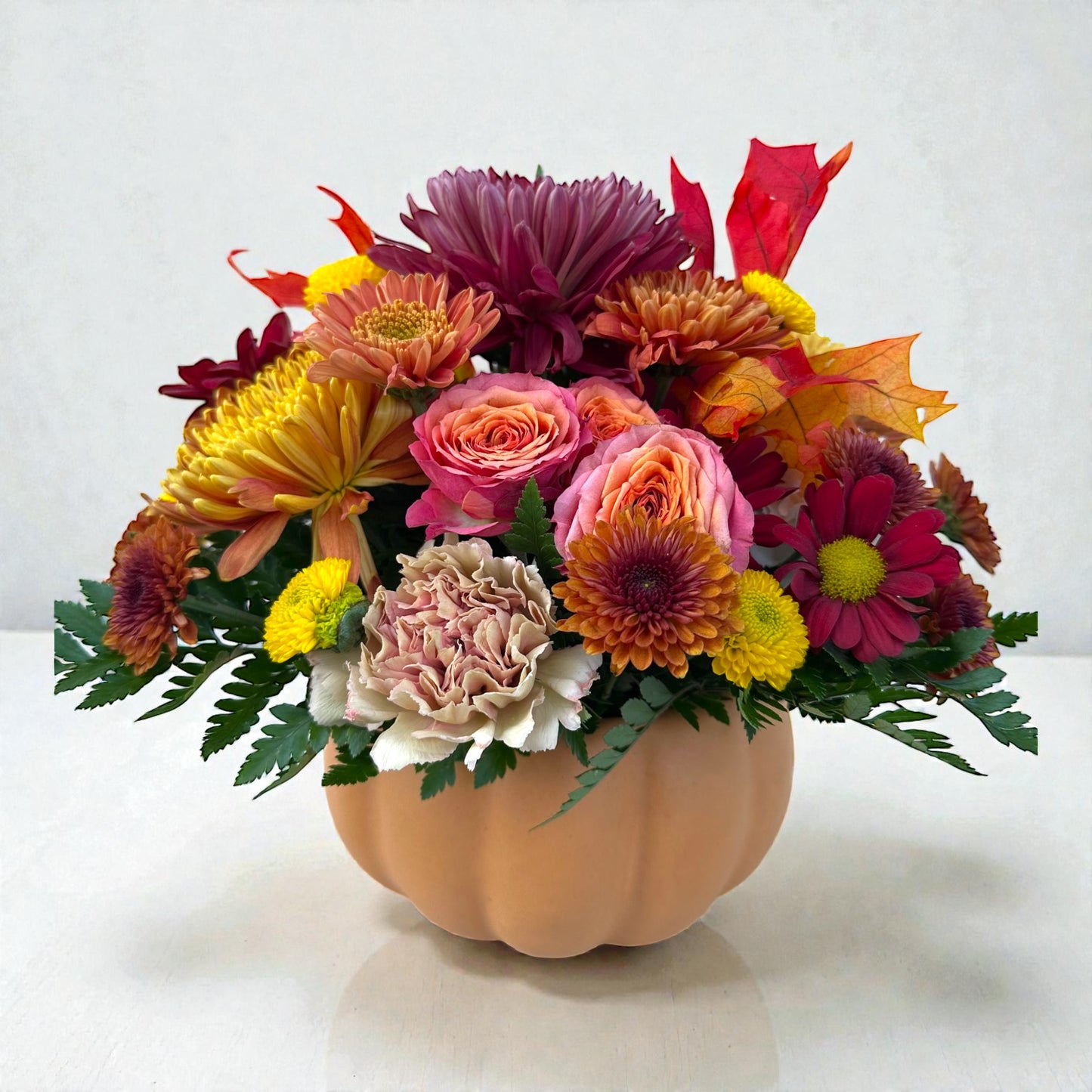 Harvest Glow Pumpkin Arrangement – MERCY'S FLOWERS, Miami FL