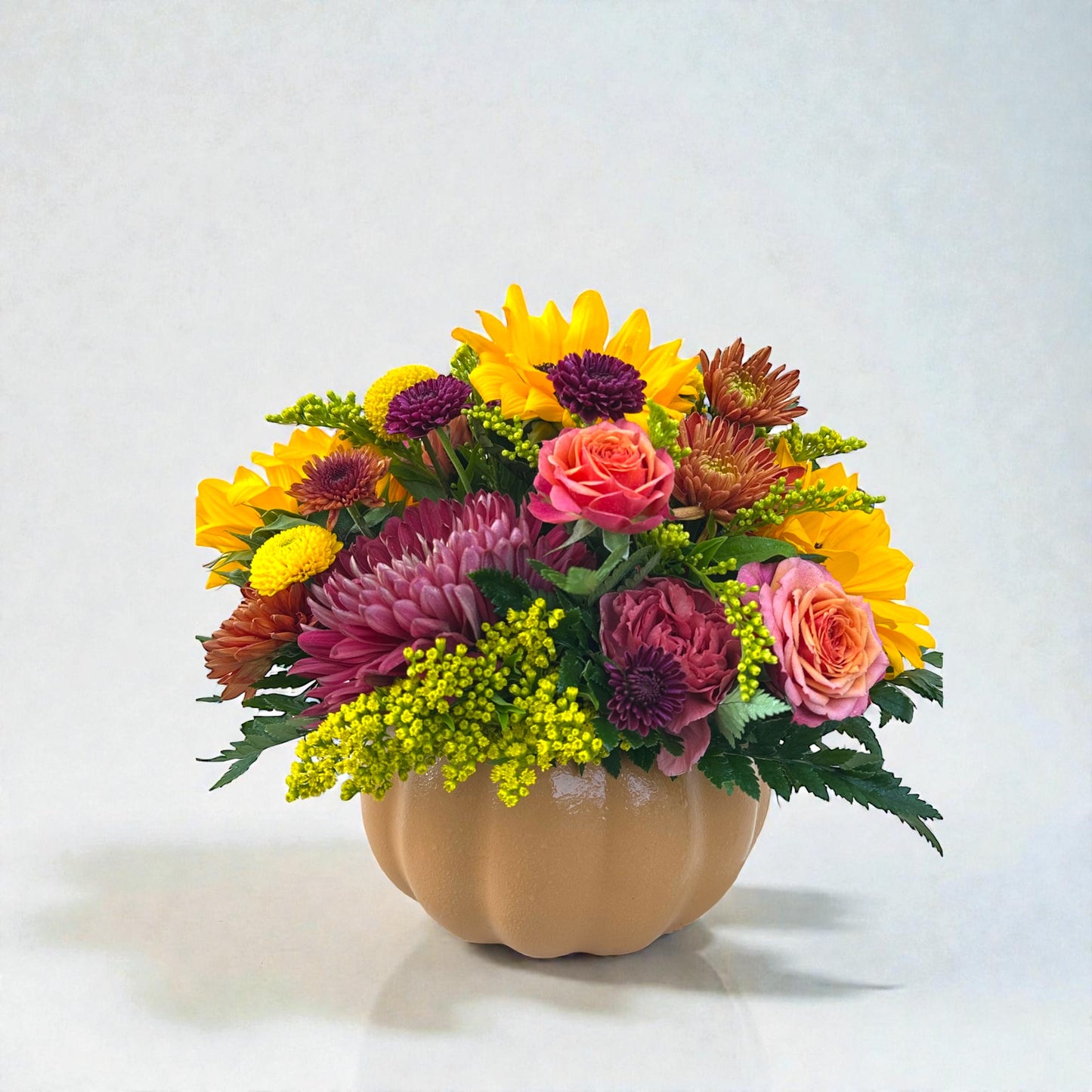 Sunlit Harvest Pumpkin Arrangement – MERCY'S FLOWERS, Miami FL