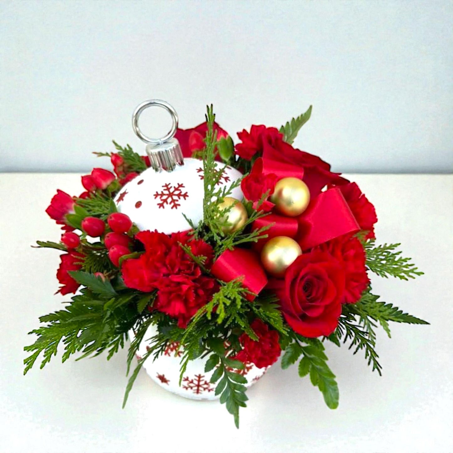 Snowflake Ornament – Red Holiday Edition – MERCY'S FLOWERS, Miami FL