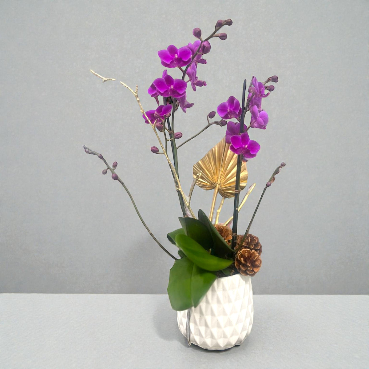 Violet Orchid with Golden Accents – MERCY'S FLOWERS, Miami FL