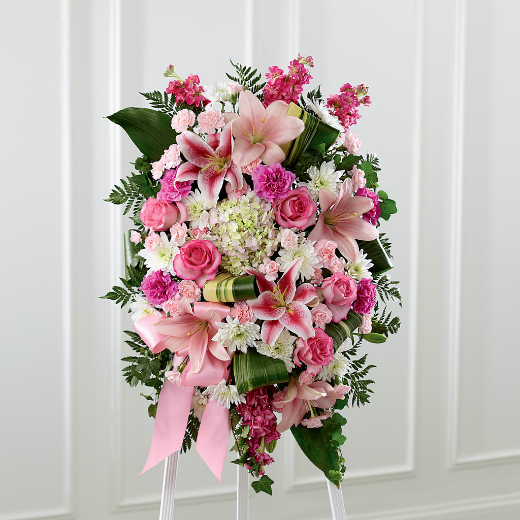 Comforting Standing Spray – MERCY'S FLOWERS, Miami FL