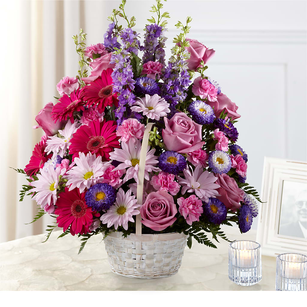 Pastel Peace Basket – MERCY'S FLOWERS, Miami FL