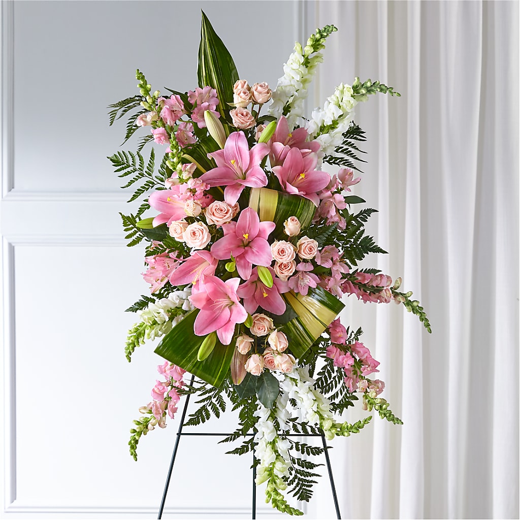 Elegant Embrace Standing Spray – MERCY'S FLOWERS, Miami FL