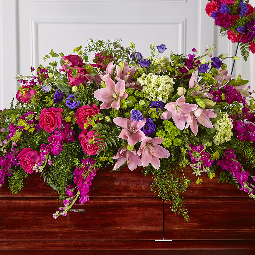 Radiant Tribute Casket Spray – MERCY'S FLOWERS, Miami FL
