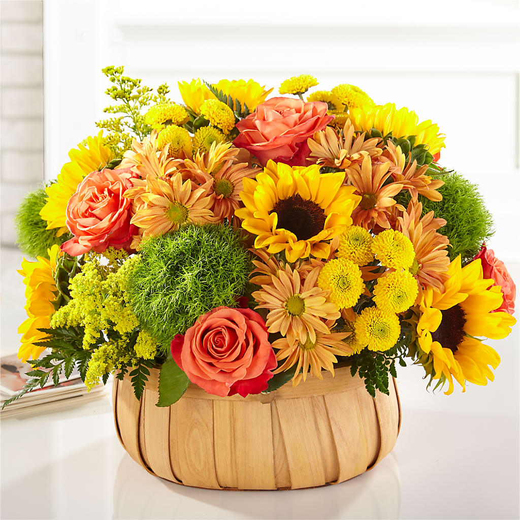 Harvest Sunflower Basket – MERCY'S FLOWERS, Miami FL