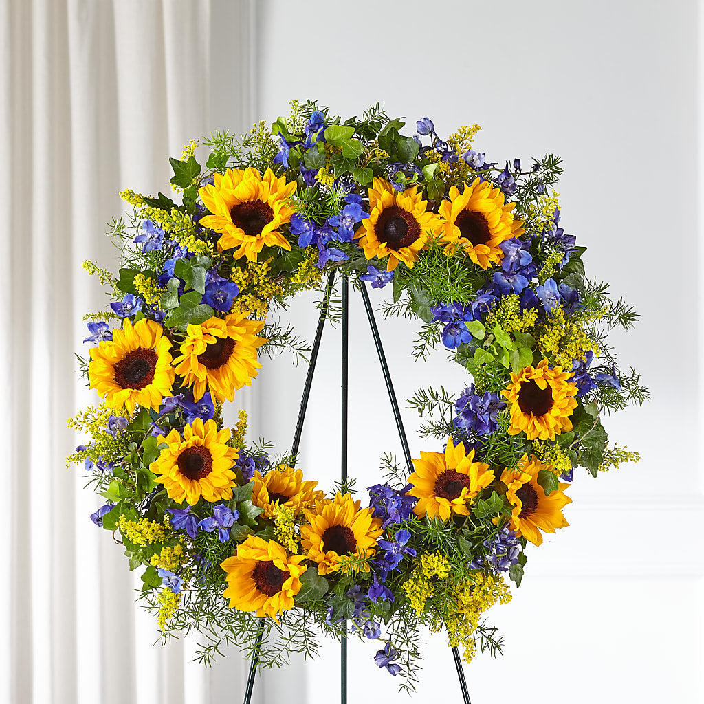 Bright Rays Wreath – MERCY'S FLOWERS, Miami FL