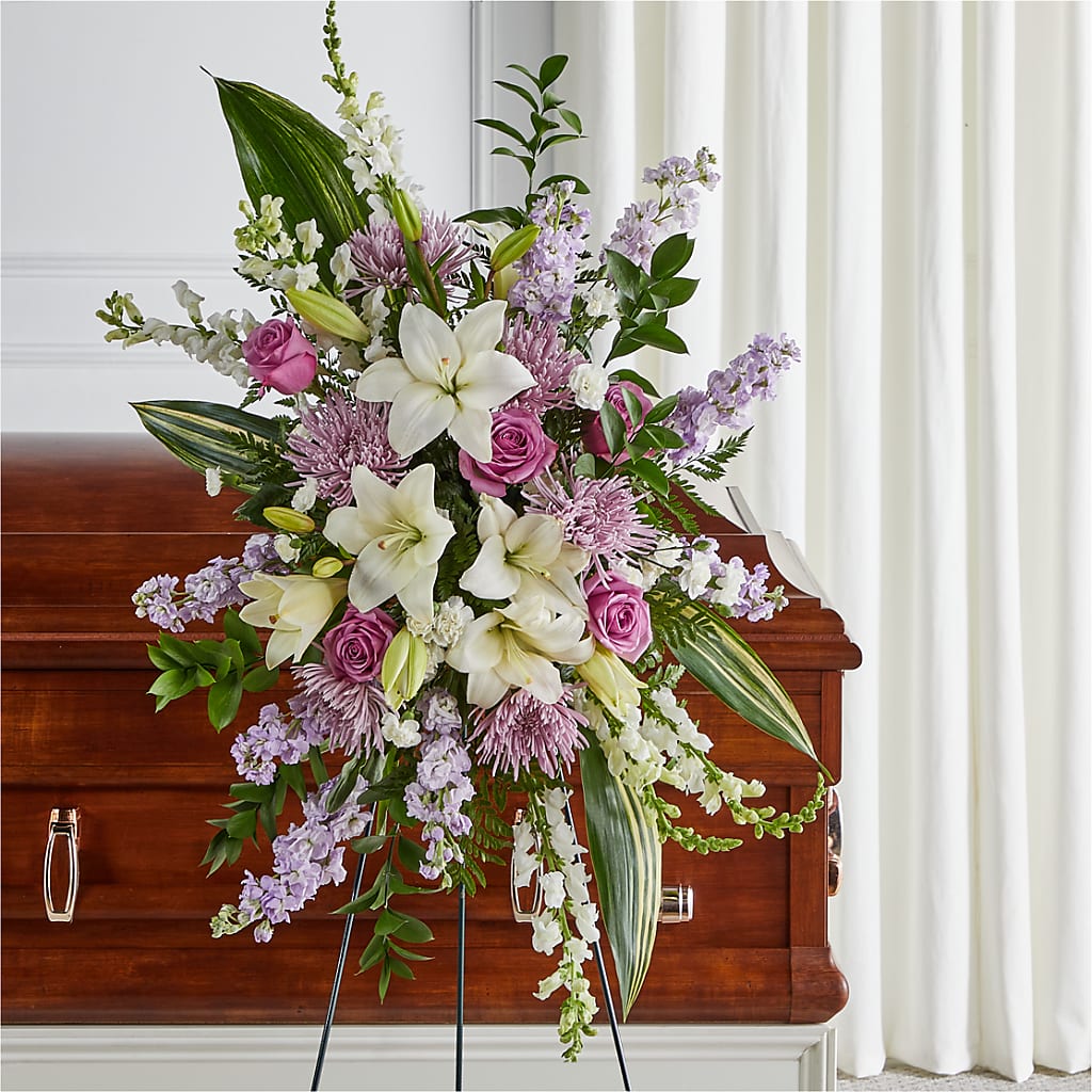 Grateful Hearts Standing Spray – MERCY'S FLOWERS, Miami FL