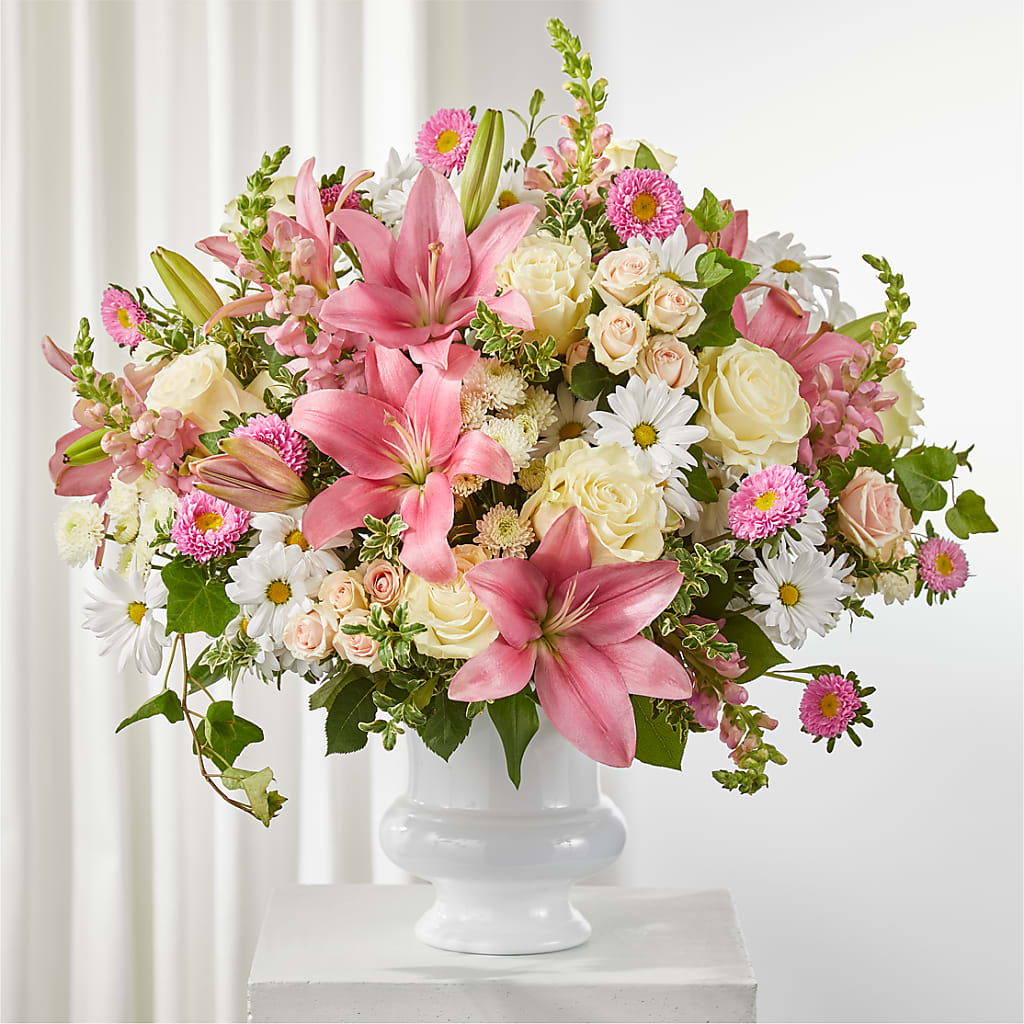 Empathetic Blooms Urn Arrangement – MERCY'S FLOWERS, Miami FL