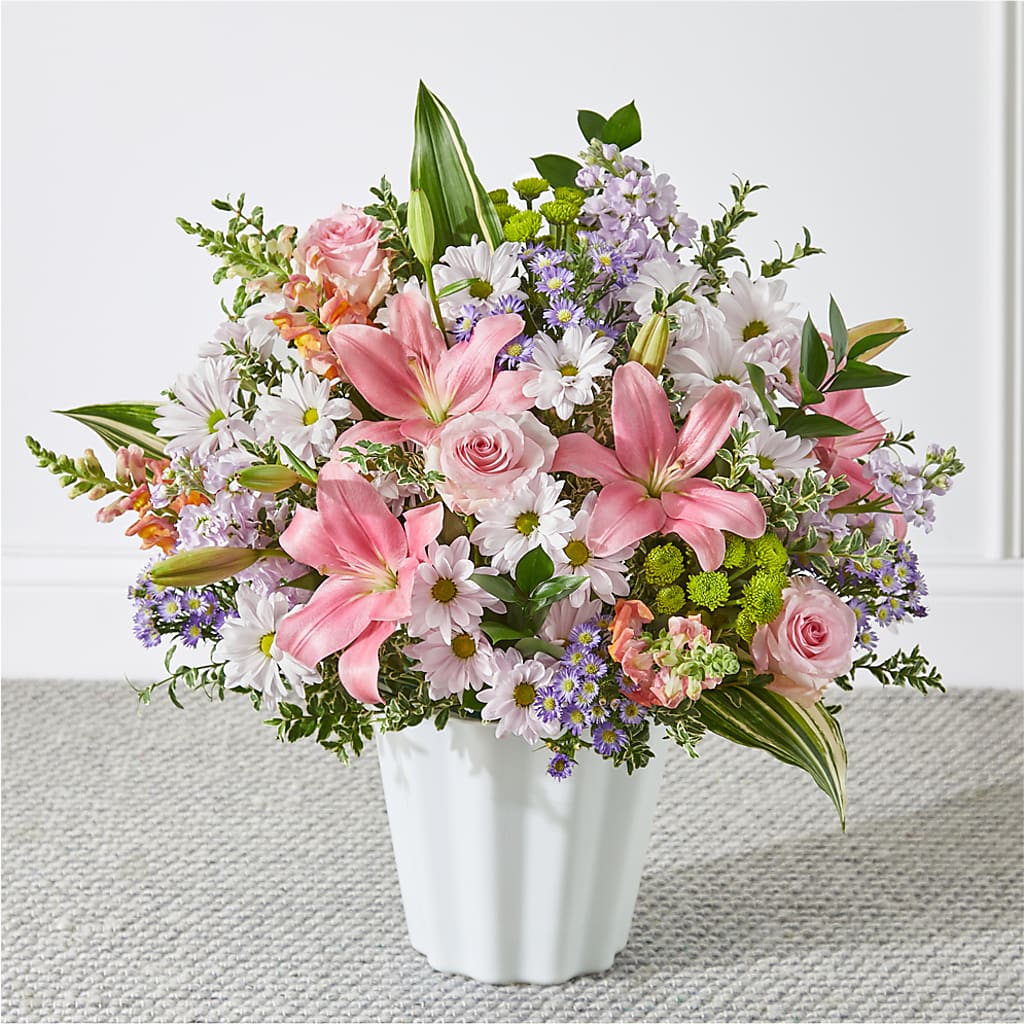 Abundant Compassion Floor Basket – MERCY'S FLOWERS, Miami FL