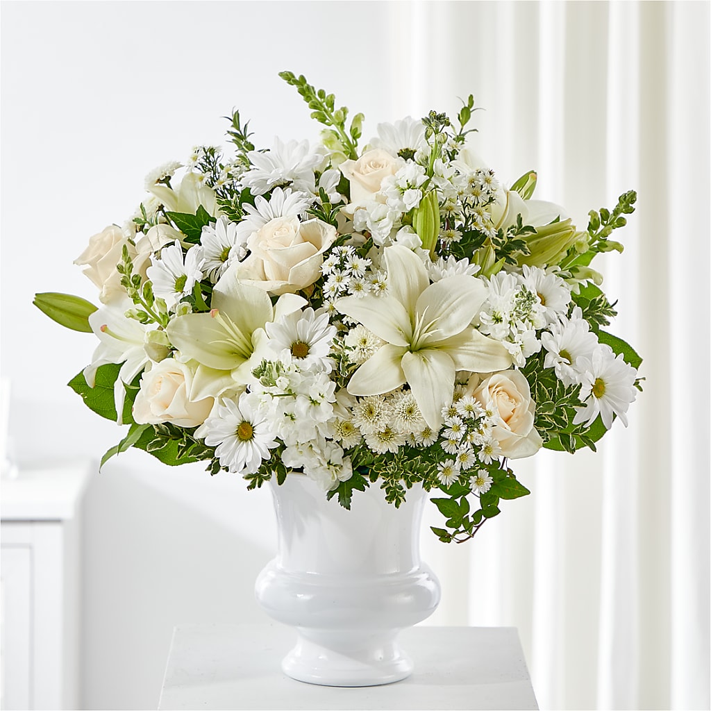 Uplifting Urn Arrangement – MERCY'S FLOWERS, Miami FL