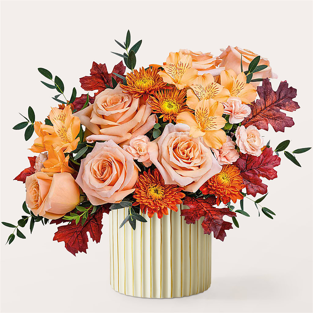 Spiced Latte Bouquet with Ivory Vase – MERCY'S FLOWERS, Miami FL
