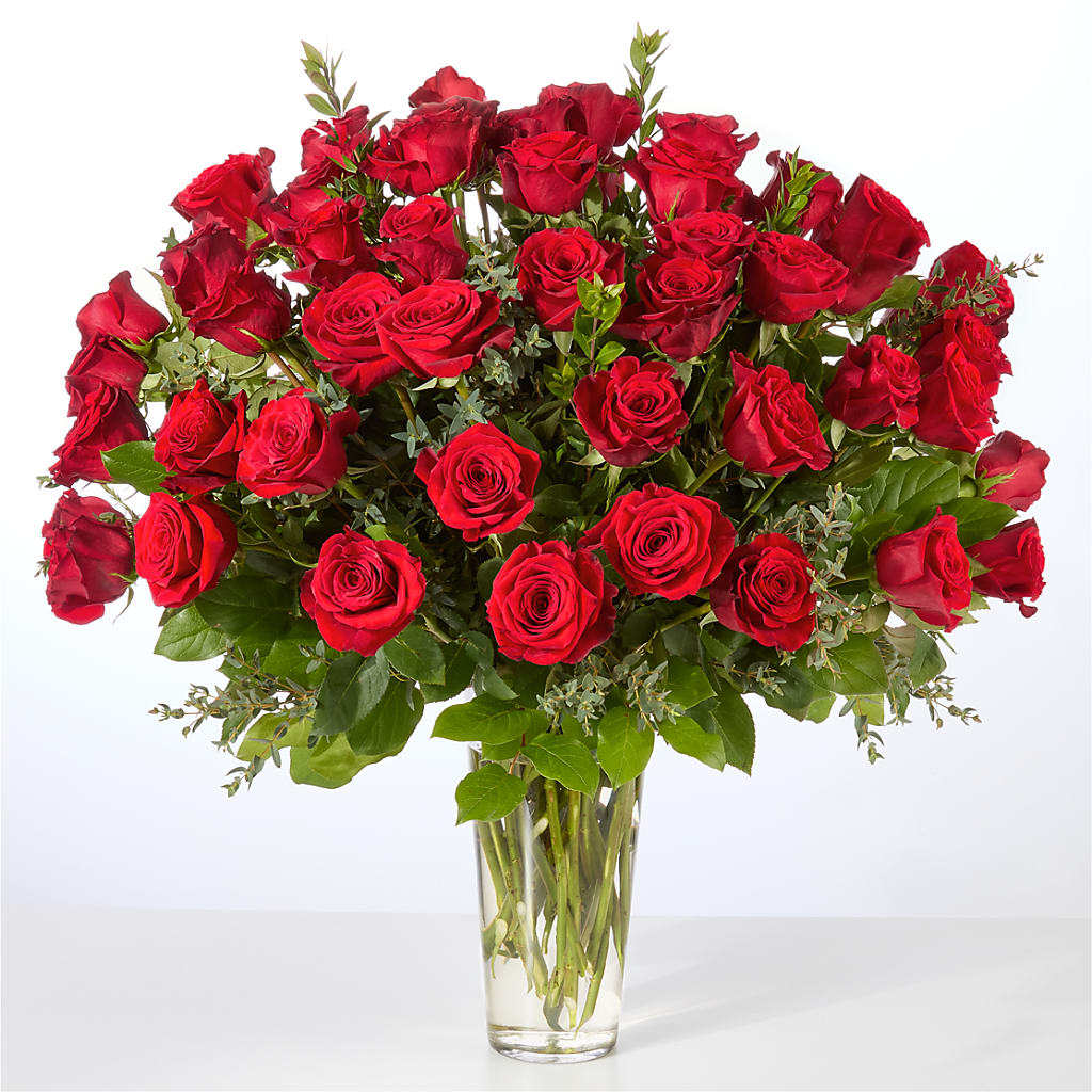 Forever Yours Fifty Stem Red Rose Bouquet – MERCY'S FLOWERS, Miami FL
