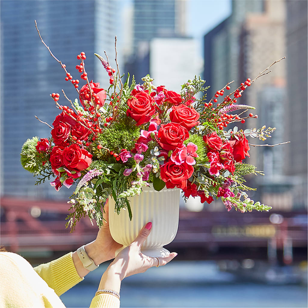 Big Red Bow Bouquet – MERCY'S FLOWERS, Miami FL