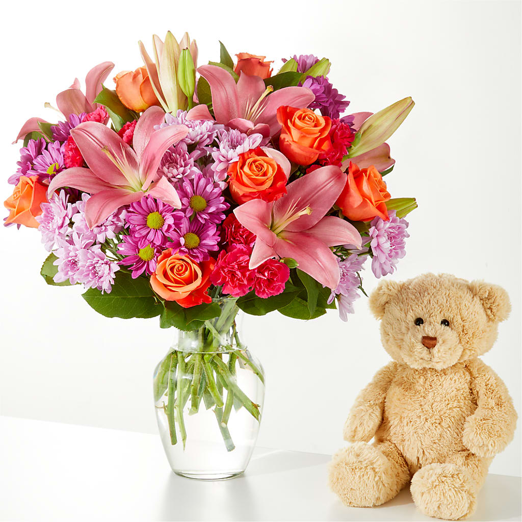One and Only Bouquet and Bear Bundle – MERCY'S FLOWERS, Miami FL