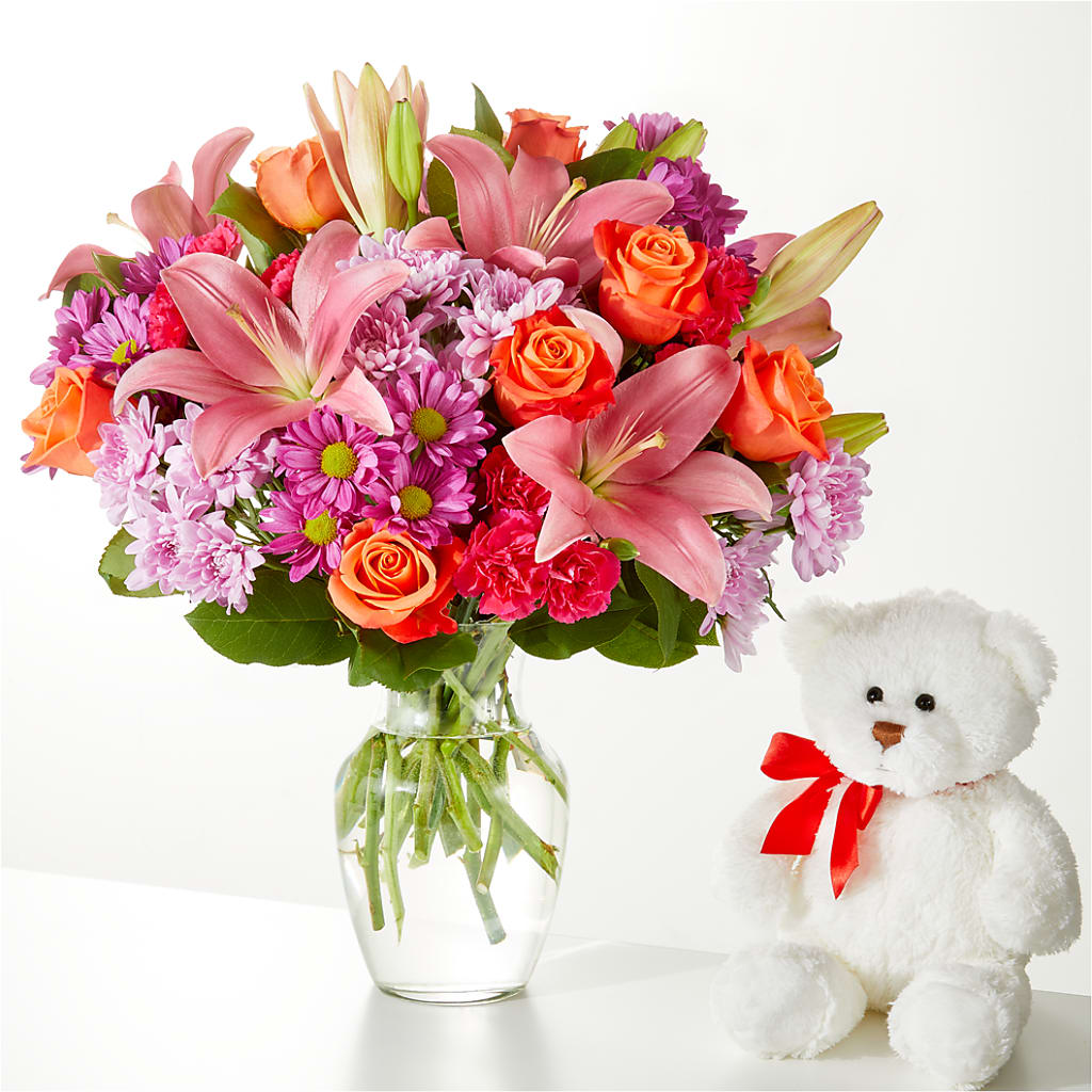 One and Only Bouquet and Bear Bundle – MERCY'S FLOWERS, Miami FL