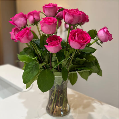 Long Stem Pink Rose Bouquet – MERCY'S FLOWERS, Miami FL