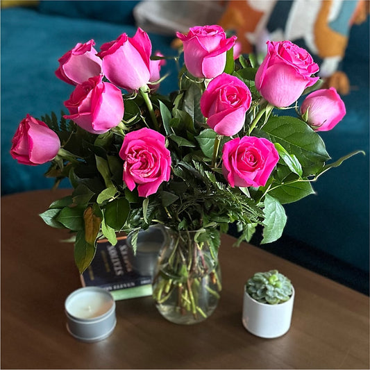 Long Stem Pink Rose Bouquet – MERCY'S FLOWERS, Miami FL