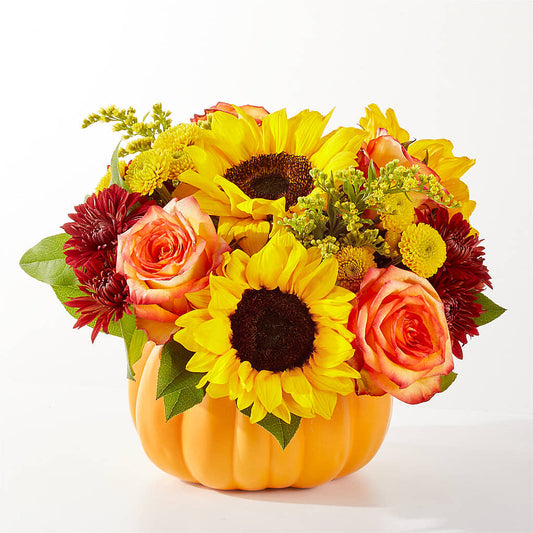 Golden Gourd Pumpkin Bouquet – MERCY'S FLOWERS, Miami FL