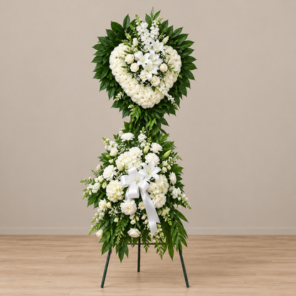 All White Heart Standing – MERCY'S FLOWERS, Miami FL