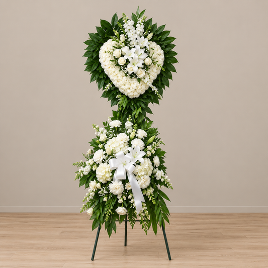 All White Heart Standing – MERCY'S FLOWERS, Miami FL