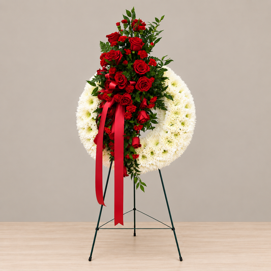 Crimson and White Embrace – MERCY'S FLOWERS, Miami FL