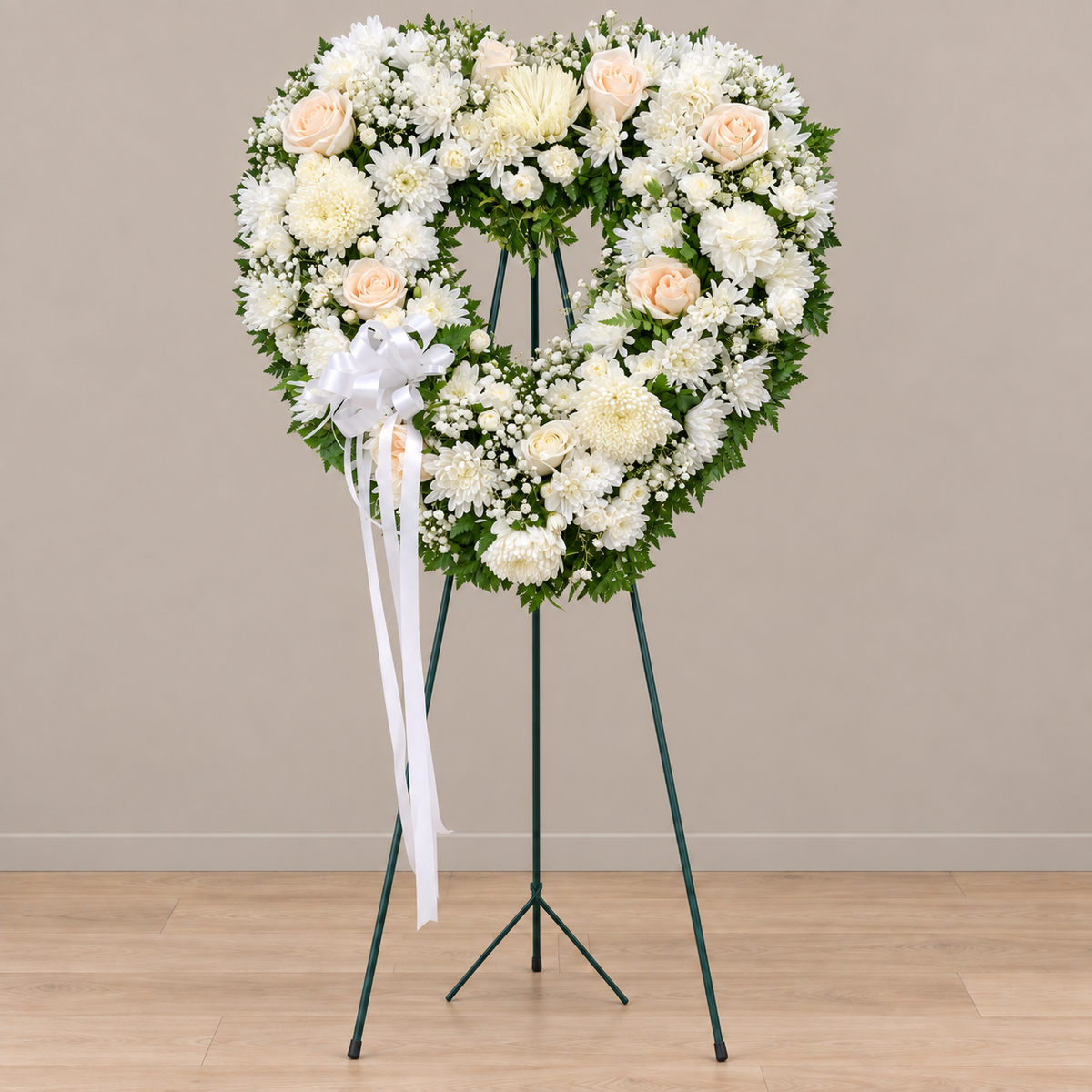 Eternal White Heart – MERCY'S FLOWERS, Miami FL