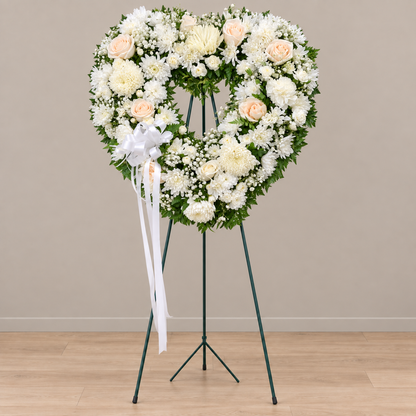Eternal White Heart – MERCY'S FLOWERS, Miami FL