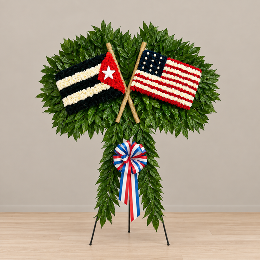 Memorial Double Flag – MERCY'S FLOWERS, Miami FL
