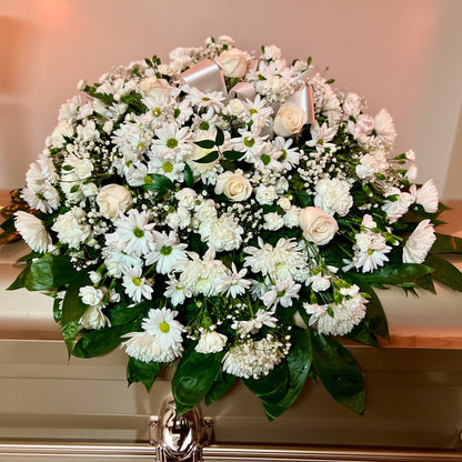 White Casket Spray