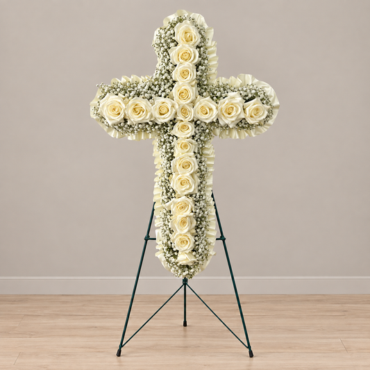 Rose Memory Cross – MERCY'S FLOWERS, Miami FL