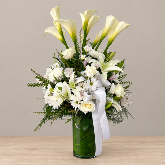 An Elegant Cascade of Purity and Peace – MERCY'S FLOWERS, Miami FL