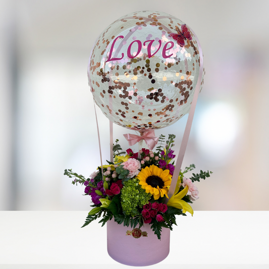 Beautiful Mix Flower with balloon