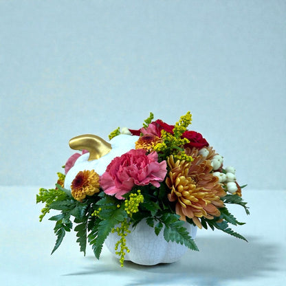 Golden Harvest Pumpkin Arrangement – MERCY'S FLOWERS, Miami FL