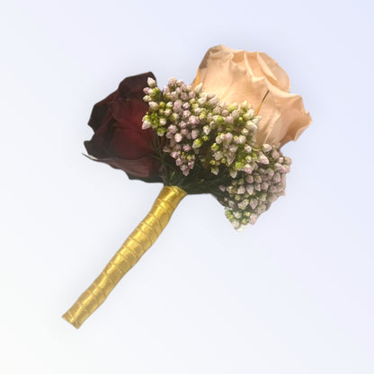 Golden Blush Boutonnière – MERCY'S FLOWERS, Miami FL
