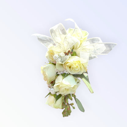Ivory Elegance Corsage – MERCY'S FLOWERS, Miami FL