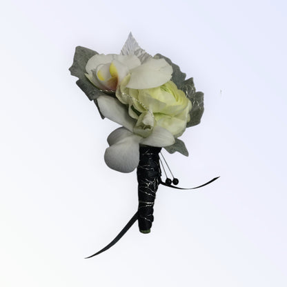 Modern White Orchid Boutonniere – MERCY'S FLOWERS, Miami FL