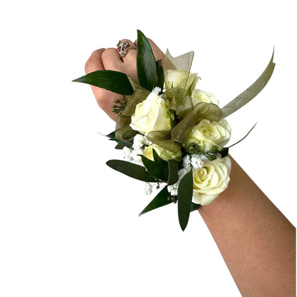 White Rose Wrist Corsage – MERCY'S FLOWERS, Miami FL