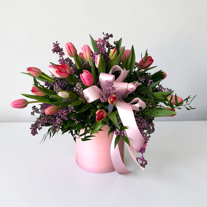 Pink Tulip Garden Box – MERCY'S FLOWERS, Miami FL