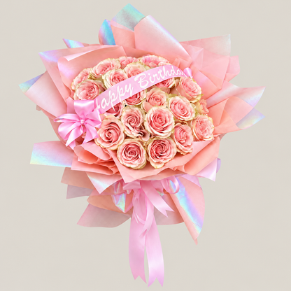Birthday Blush Roses – MERCY'S FLOWERS, Miami FL