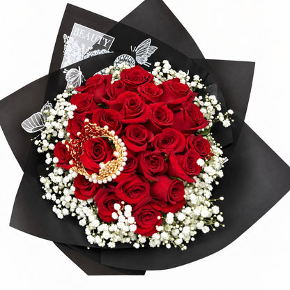 Crimson Crown Rose Bouquet – MERCY'S FLOWERS, Miami FL