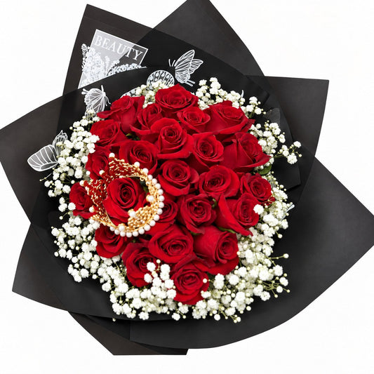 Crimson Crown Rose Bouquet – MERCY'S FLOWERS, Miami FL